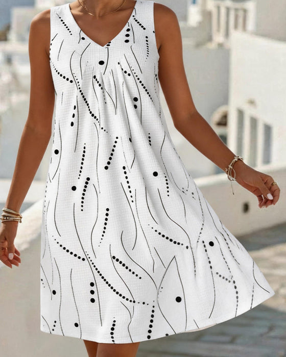 Kleid Ärmellos V Ausschnitt A-Linie Patchwork
