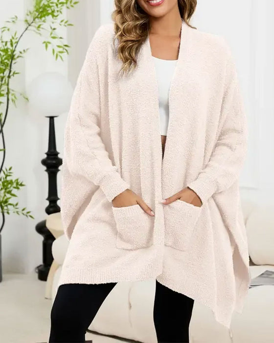 Cardigan Tasche Lässig Langarm
