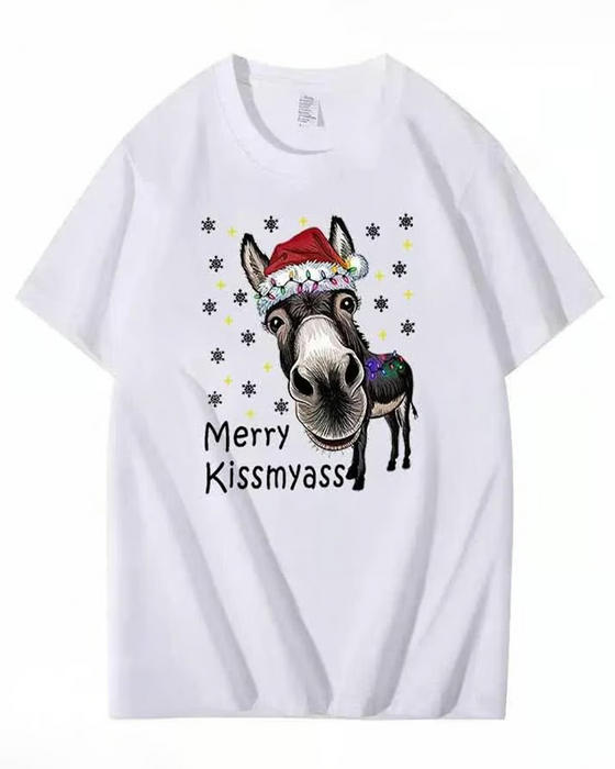 Unisex T-Shirt Weihnachten Lustiger Druck Kurzarm