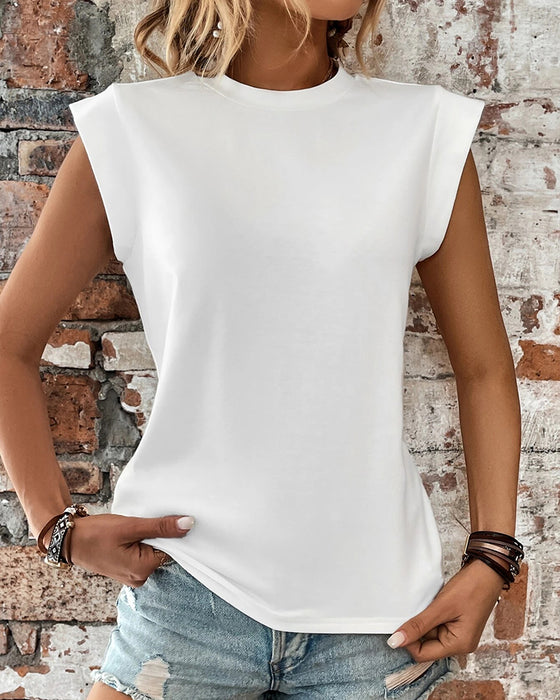 T-Shirt in einemfarbigem Design und Casual Stil