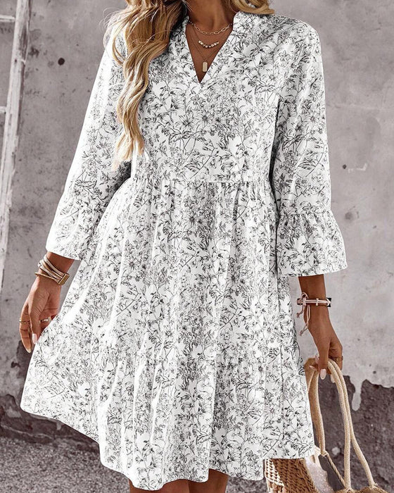 Kleid Blumig V-Ausschnitt Kuchen