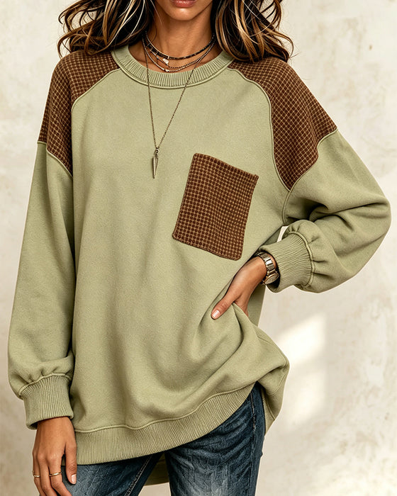 Sweatshirt Rundhals Kontrast Casual