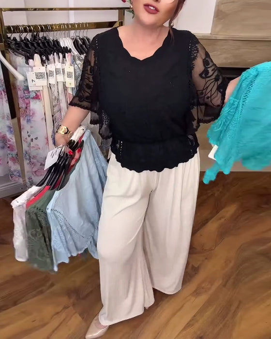 Bluse mit Fledermausärmel und Mesh-Einsatz