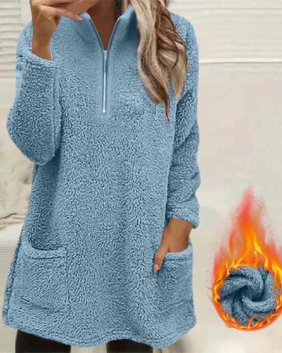 Sweatshirt Einfarbig Stehkragen