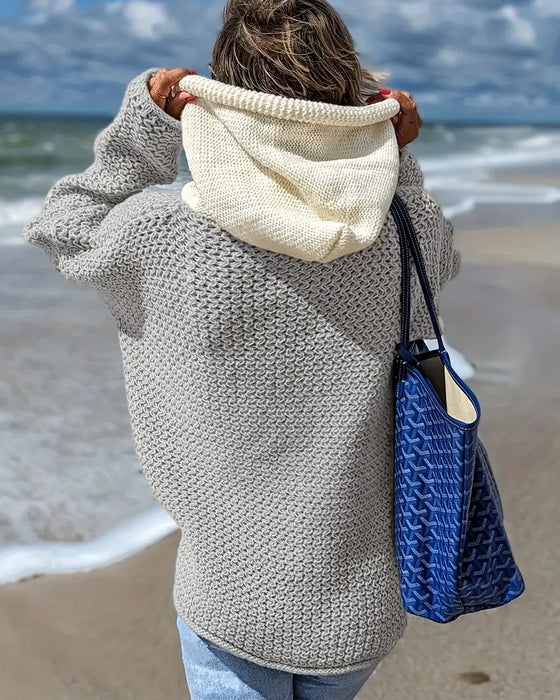 Pullover Mit Jugendlich, Kapuzen Und Farbblock Merkmalen
