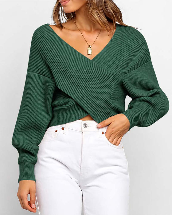 Pullover Kreuz Off-Shoulder Kurz