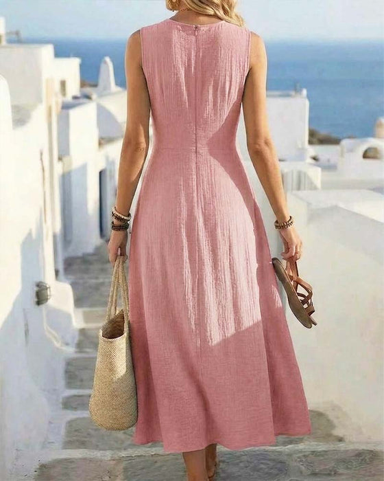 Kleid Überschneidung Taille Ärmellos
