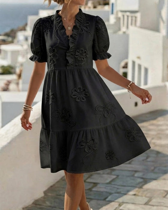 Kleid Puff Kurzarm Blumig