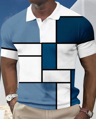 Ein Polo-Shirt Mit Farbblock und Waffelmuster