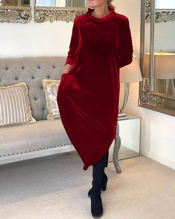 Kleid mit Taschen und Stehkragen