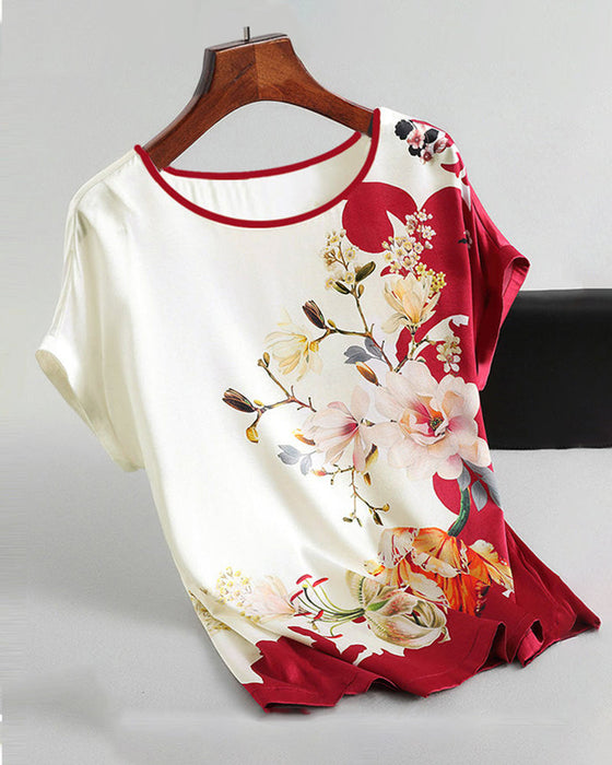 Bedrucktes Kurzarm-T-Shirt aus Eisseide