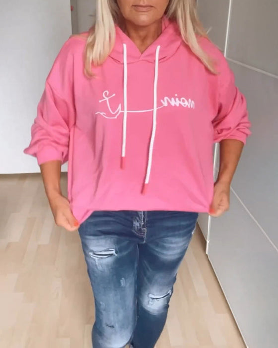 Lockere Kapuzenpullover mit Anker-Print