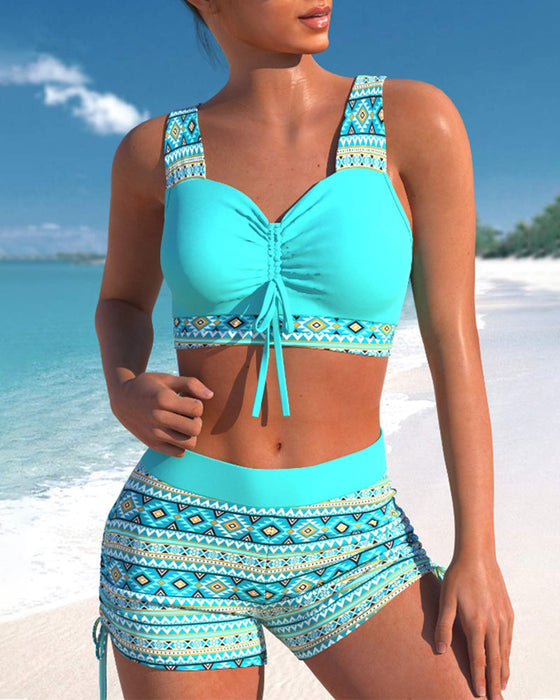Bikini-Set mit bedruckten Shorts