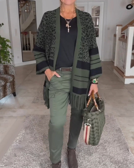 Langarm-Cardigan mit Leopardenmuster