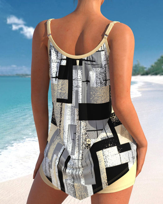 Tankini-Badeanzug mit Bindebändern und Aufdruck
