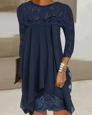 Romantisches Spitzen-Midikleid mit Rundhalsausschnitt