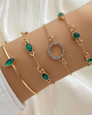 Kreis-Rhombus-Strassarmband im 4er-Set