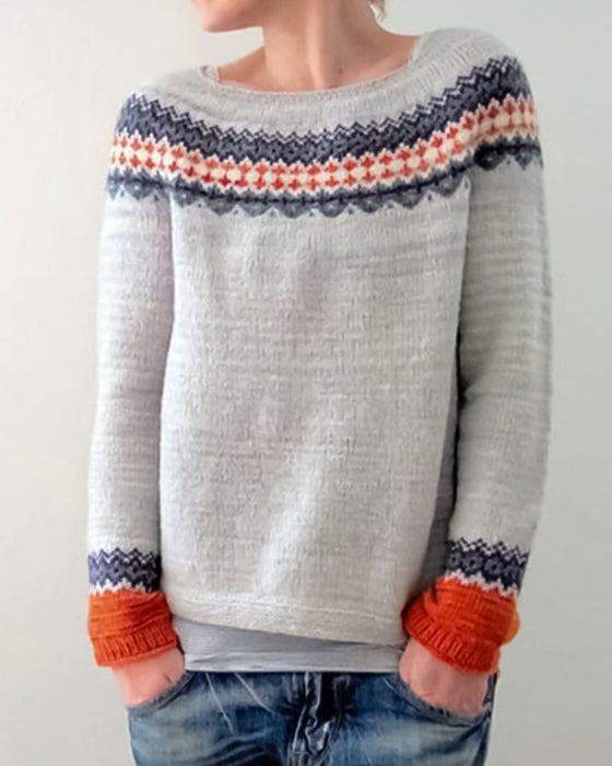 Pullover mit Rundhalsausschnitt und Farbblockdesign