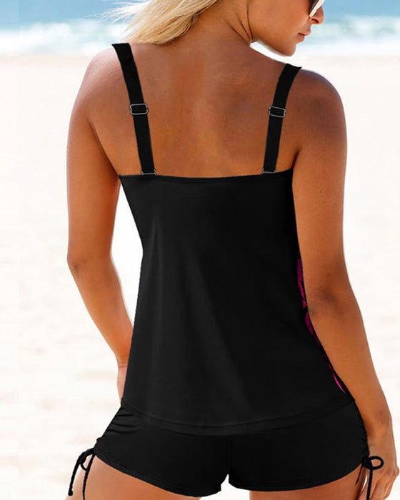 Tankini mit seitlichem Kordelzug und breiten Trägern