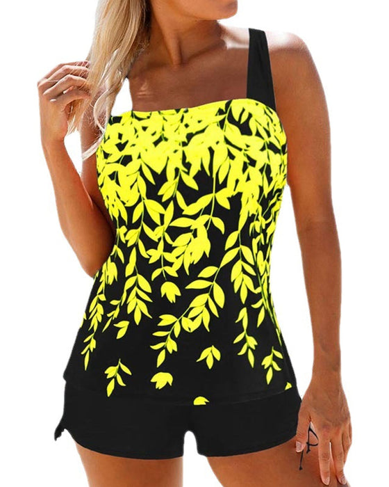 Tankini mit seitlichem Kordelzug und breiten Trägern
