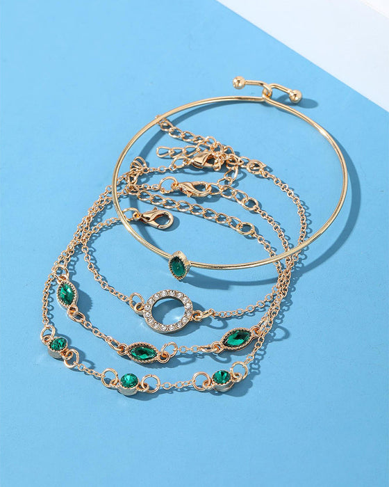 Kreis-Rhombus-Strassarmband im 4er-Set