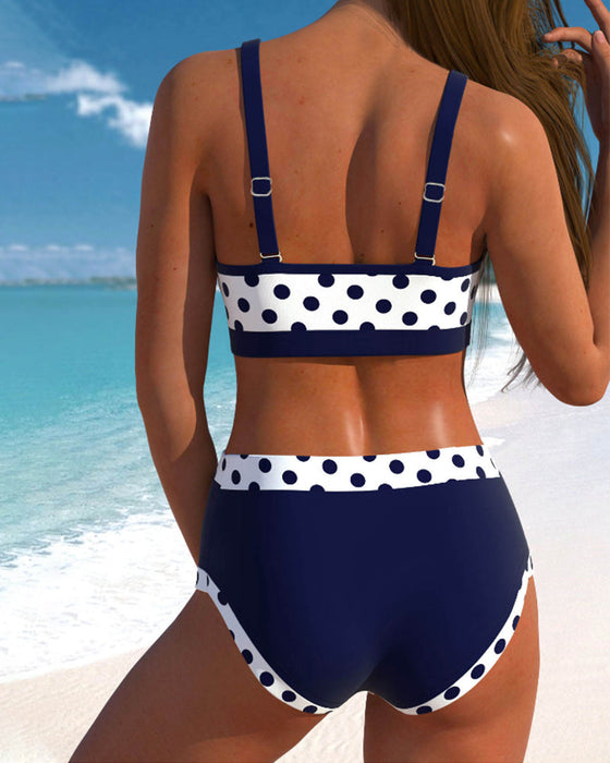 Hohe Taille Patchwork Polka Dot Bikinis