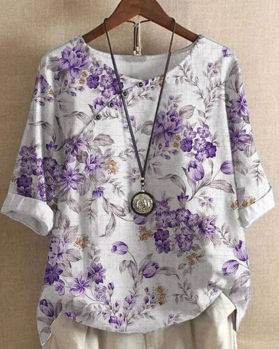 Blumen-t-shirt mit halben ärmeln