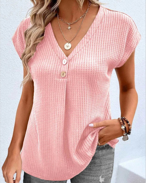 Schlichtes T-Shirt mit V-Ausschnitt