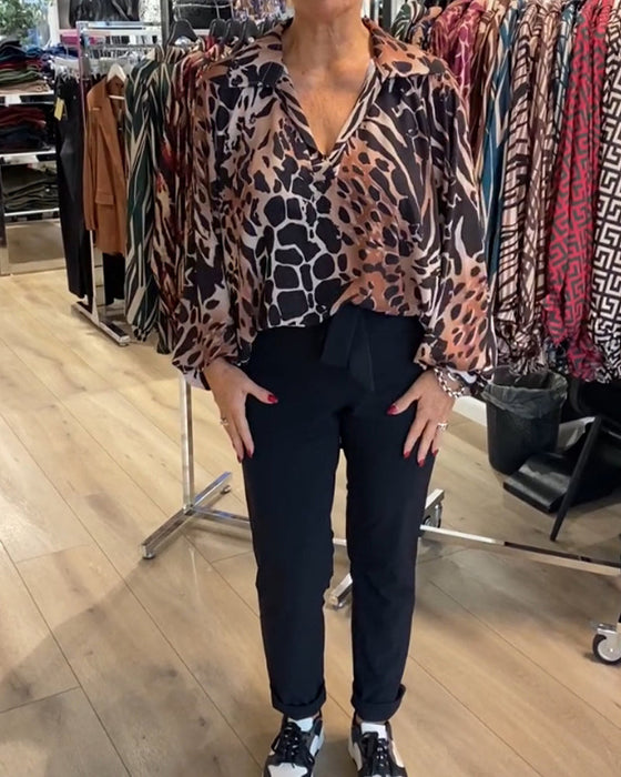 Losse top met luipaardprint