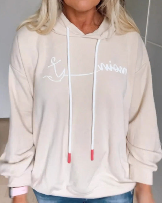 Lockere Kapuzenpullover mit Anker-Print