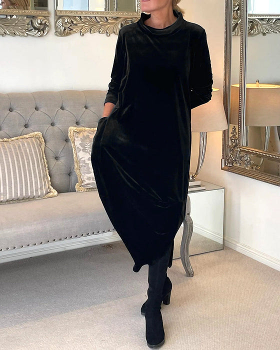 Kleid mit Taschen und Stehkragen