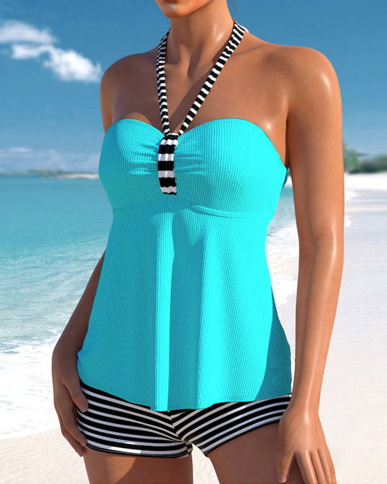 Neckholder-Tankini mit Streifendruck