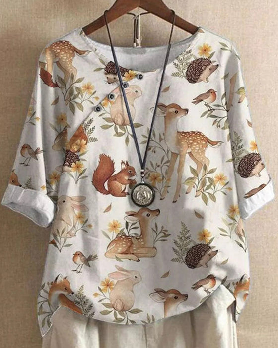 Blumen-t-shirt mit halben ärmeln