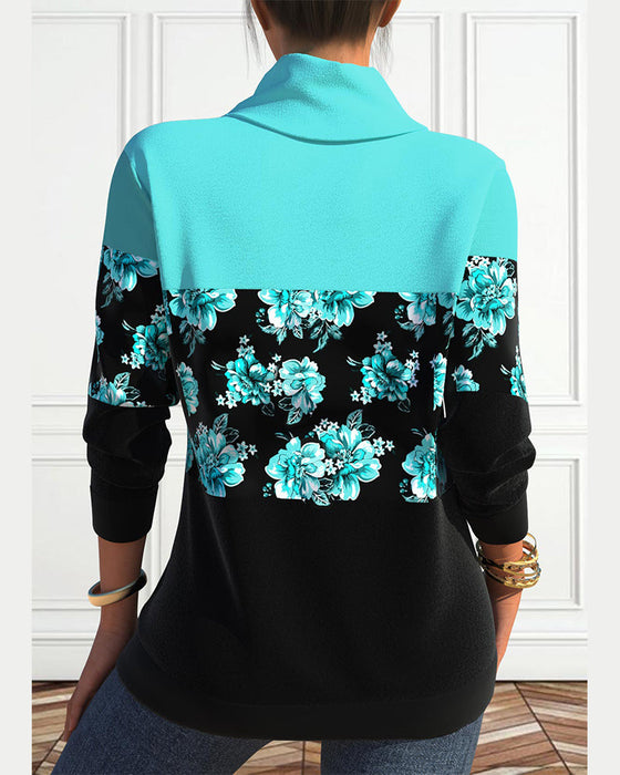 Sweatshirt mit Blumenprint und Kordelzug