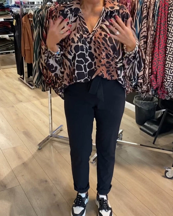Losse top met luipaardprint