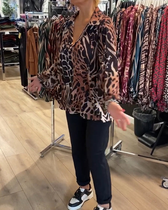 Losse top met luipaardprint