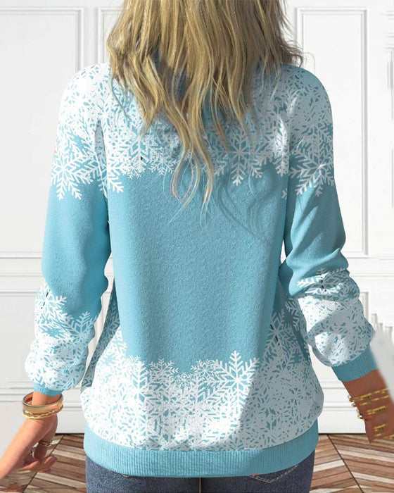 Sweatshirt mit Schneemann-Print und Stehkragen