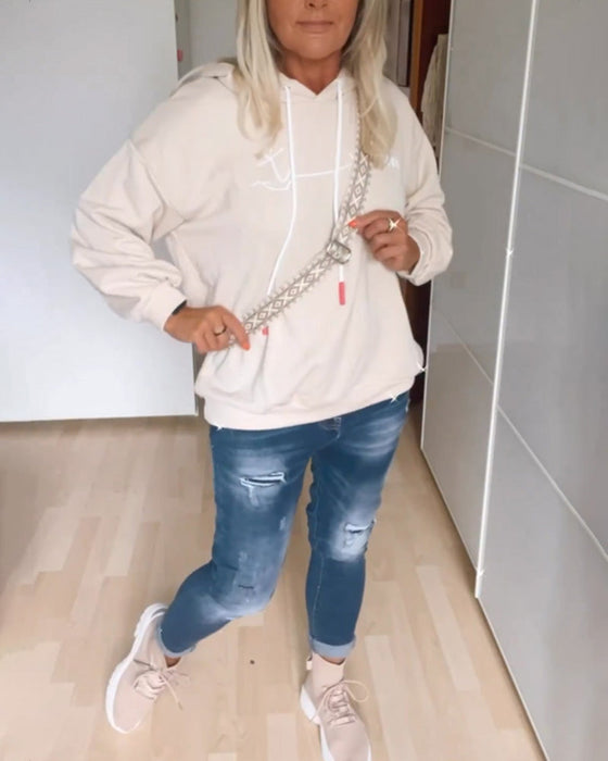 Lockere Kapuzenpullover mit Anker-Print
