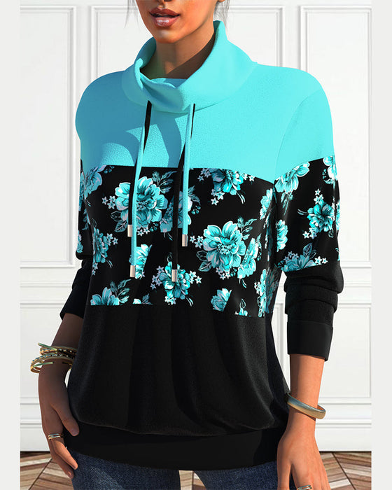 Sweatshirt mit Blumenprint und Kordelzug