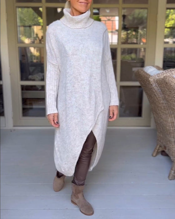 Pullover mit hohem Hals und lang