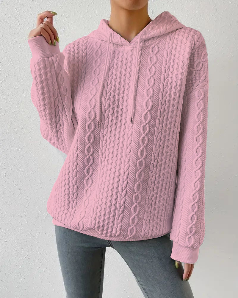 Lässiger Kapuzenpullover mit einfarbiger Farbe