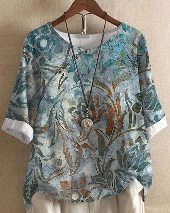 Blumen-t-shirt mit halben ärmeln
