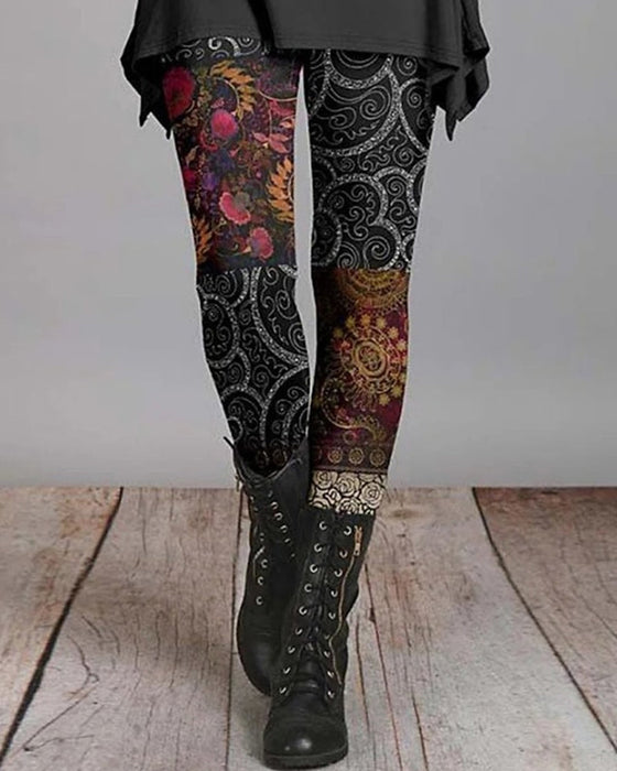 Retro-Leggings Im Ethnischen Stil