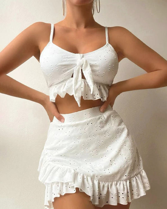 Dreiteiliges Bikini-Set mit Kleid