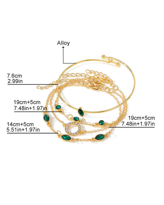Kreis-Rhombus-Strassarmband im 4er-Set