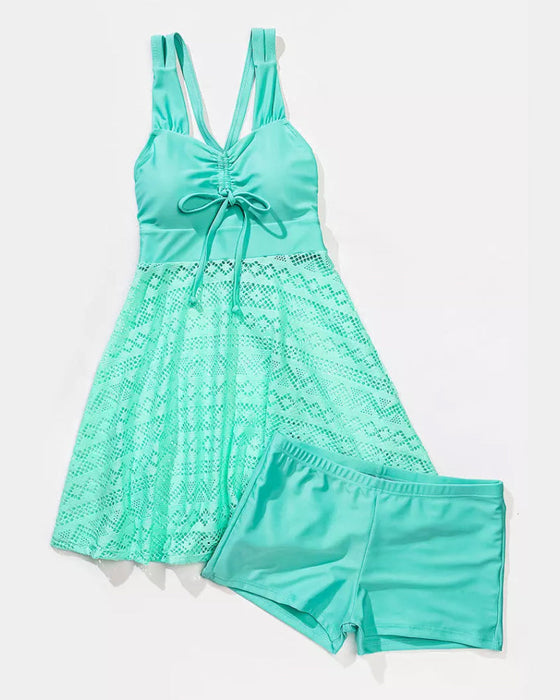 Einfarbiger Tankini aus Spitze