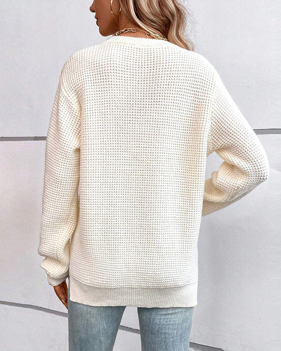 Lässiger Taschenpullover mit langen Ärmeln