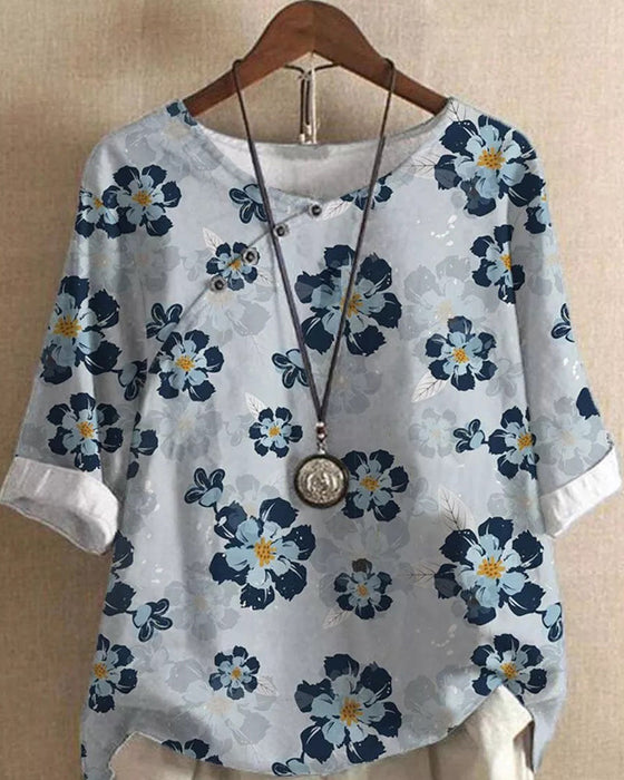 Blumen-t-shirt mit halben ärmeln