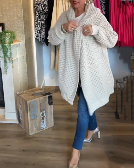 Feste Farbe Strickjacke