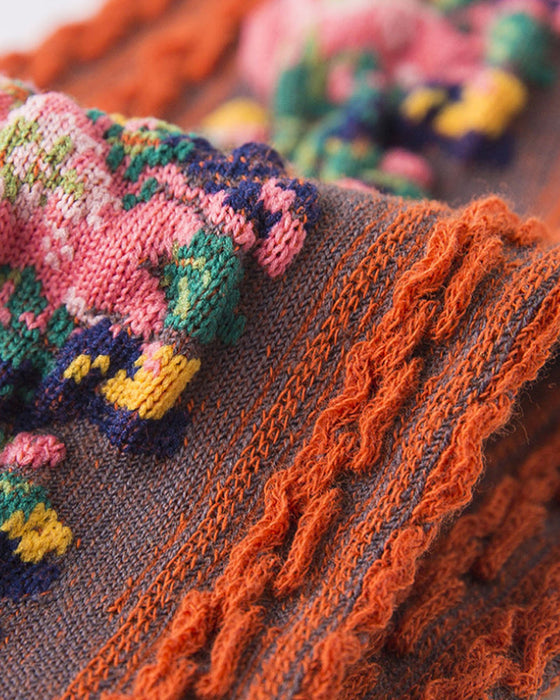 Socken mit Vintage-Blumenstickerei (5 Paar)